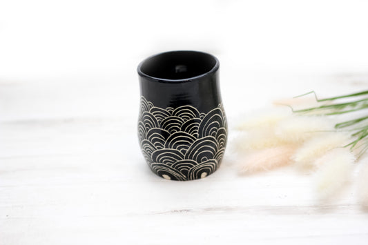 Night Waves Sgraffito Mug