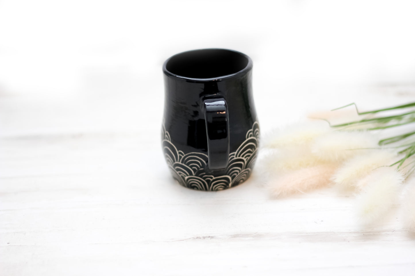 Night Waves Sgraffito Mug